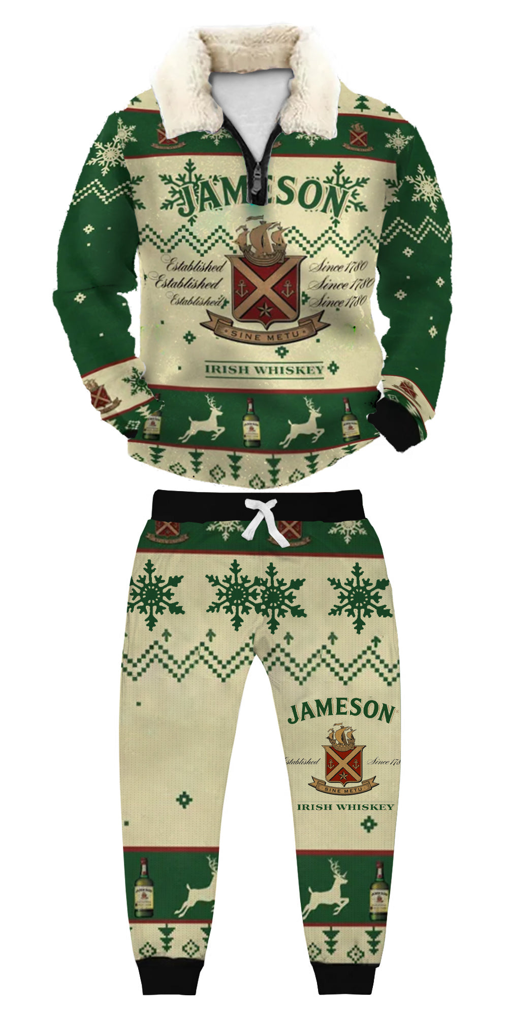 Christmas Ugly Quarter Zip Sweatshirt & Sweatpant Set Edition074