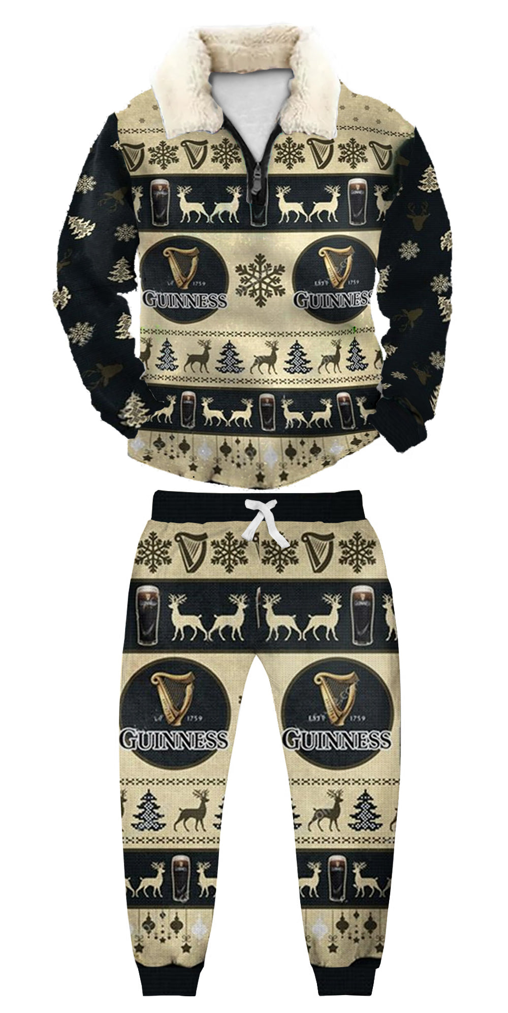 Christmas Ugly Quarter Zip Sweatshirt & Sweatpant Set Edition076