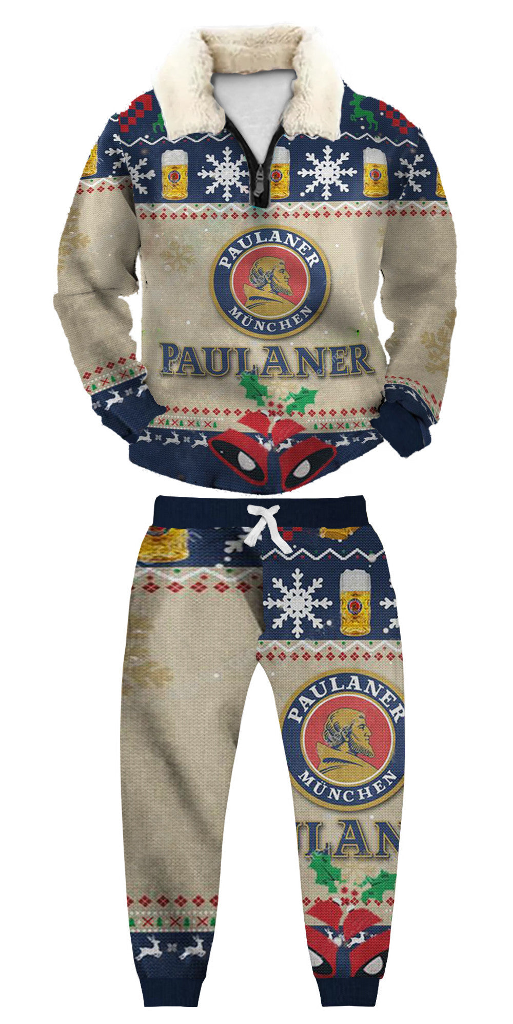 Christmas Ugly Quarter Zip Sweatshirt & Sweatpant Set Edition083