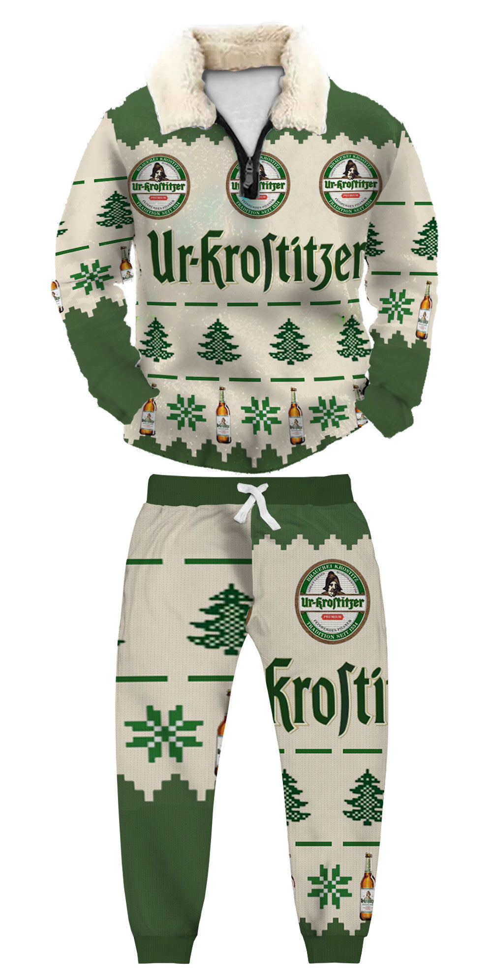 Christmas Ugly Quarter Zip Sweatshirt & Sweatpant Set Edition084