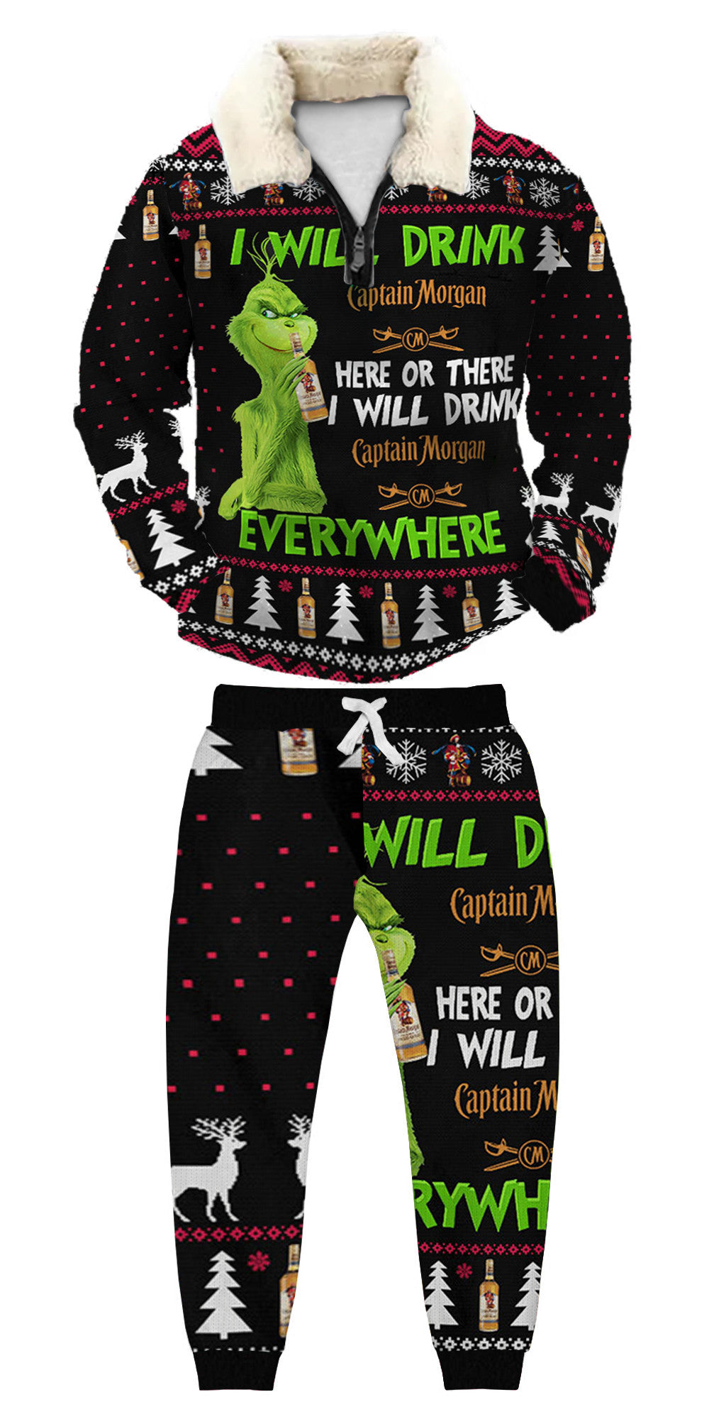 Christmas Ugly Quarter Zip Sweatshirt & Sweatpant Set Edition087