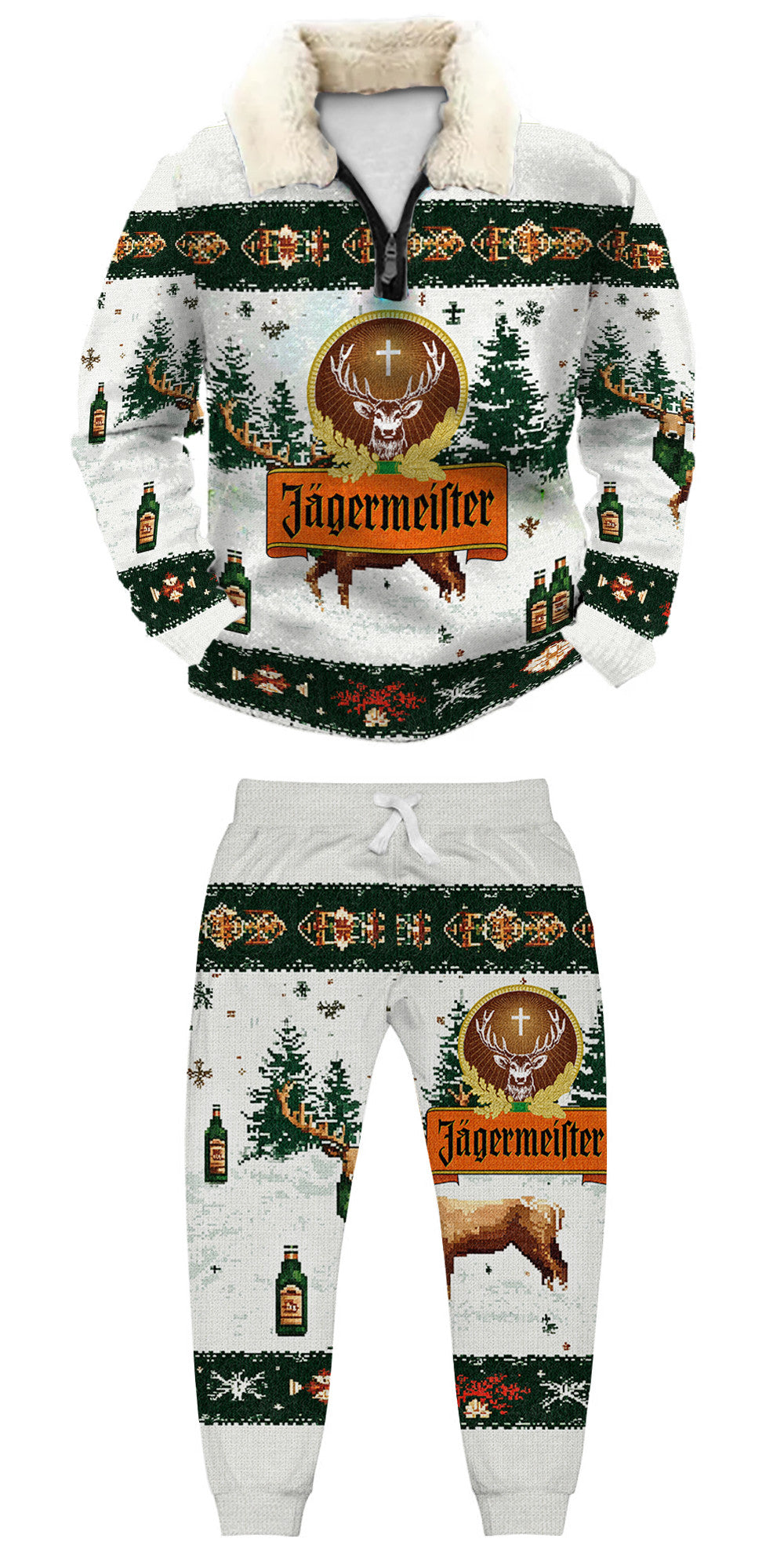 Christmas Ugly Quarter Zip Sweatshirt & Sweatpant Set Edition093
