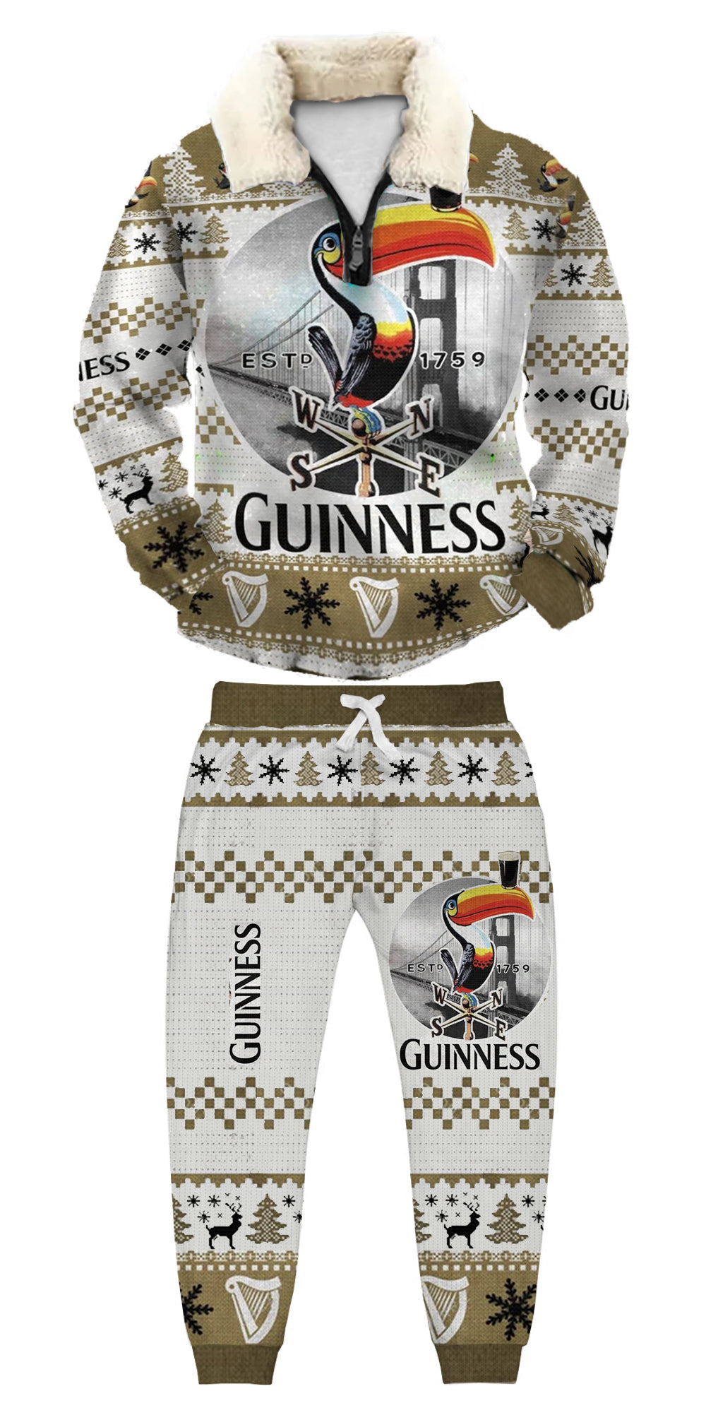 Christmas Ugly Quarter Zip Sweatshirt & Sweatpant Set Edition094