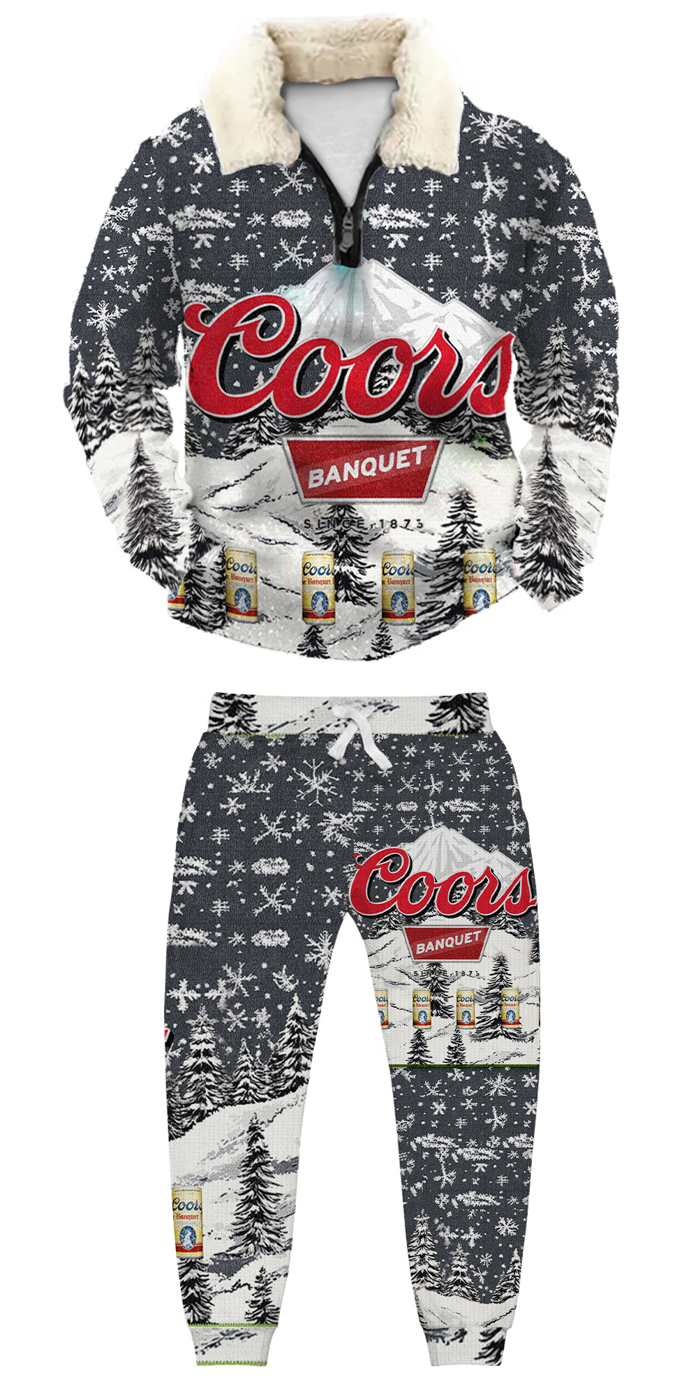 Christmas Ugly Quarter Zip Sweatshirt & Sweatpant Set Edition097