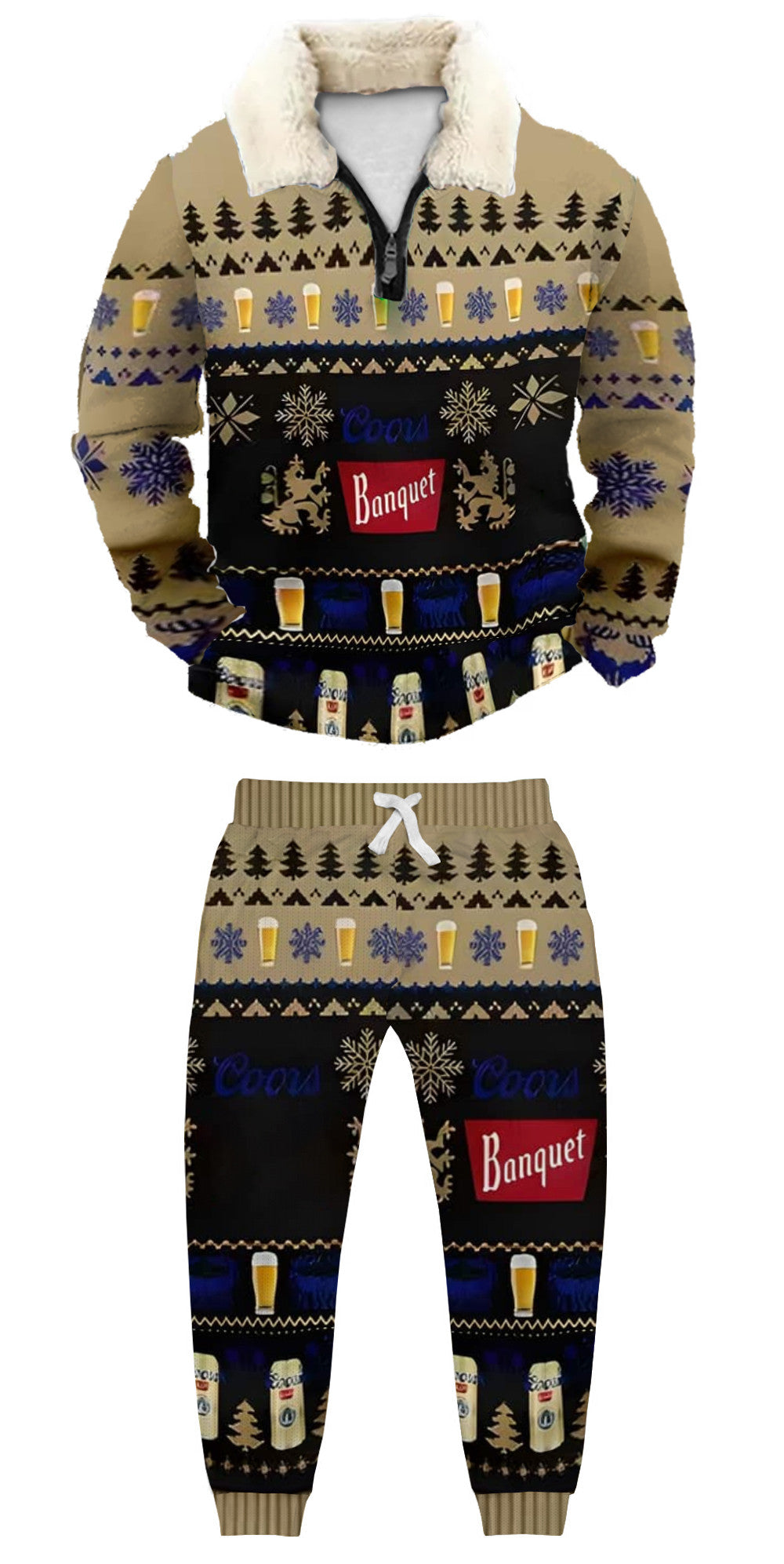 Christmas Ugly Quarter Zip Sweatshirt & Sweatpant Set Edition105