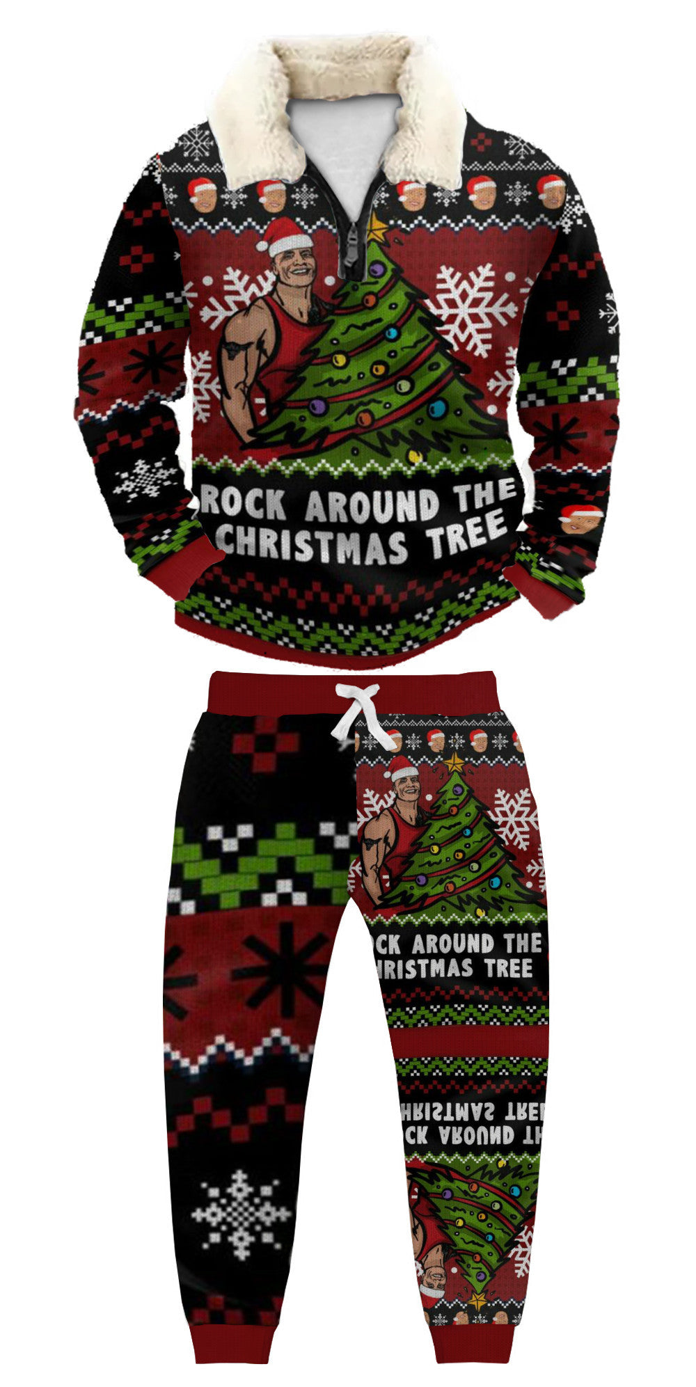 Christmas Ugly Quarter Zip Sweatshirt & Sweatpant Set Edition209