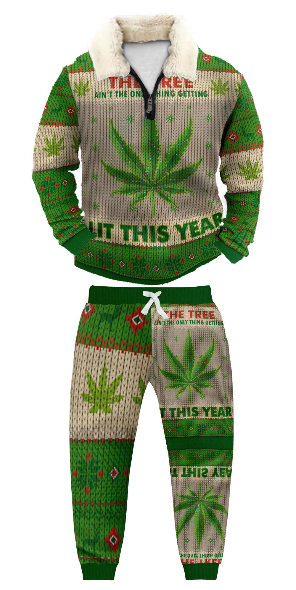 Christmas Ugly Quarter Zip Sweatshirt & Sweatpant Set Edition215