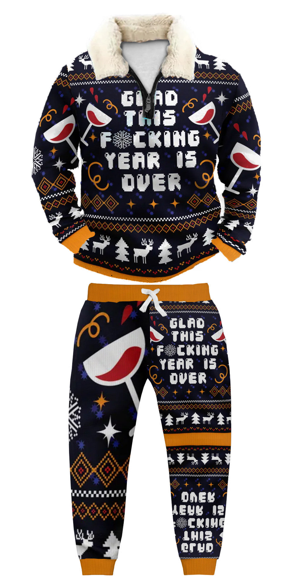 Christmas Ugly Quarter Zip Sweatshirt & Sweatpant Set Edition218