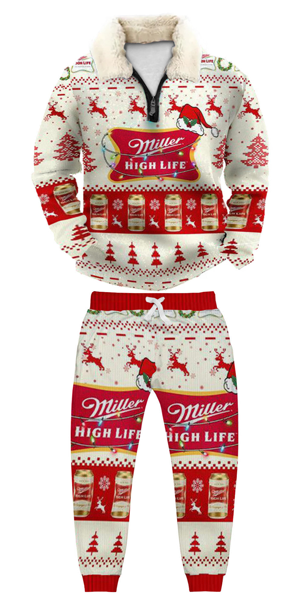 Christmas Ugly Quarter Zip Sweatshirt & Sweatpant Sett Edition009