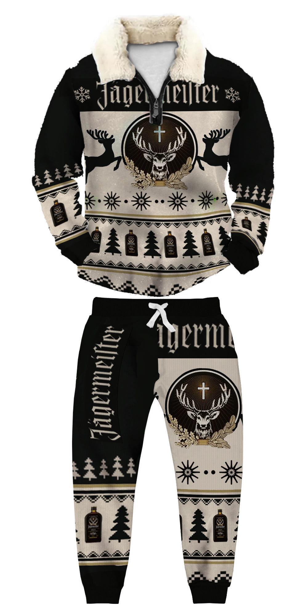 Classic Reindeer Ugly Quarter Zip Sweatshirt & Sweatpants Set