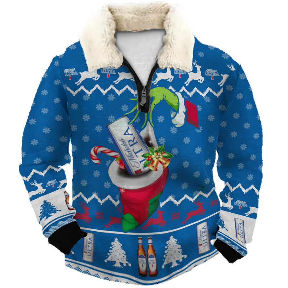 Cobalt Frost & Crimson Pop Ugly Quarter Zip Sweatshirt
