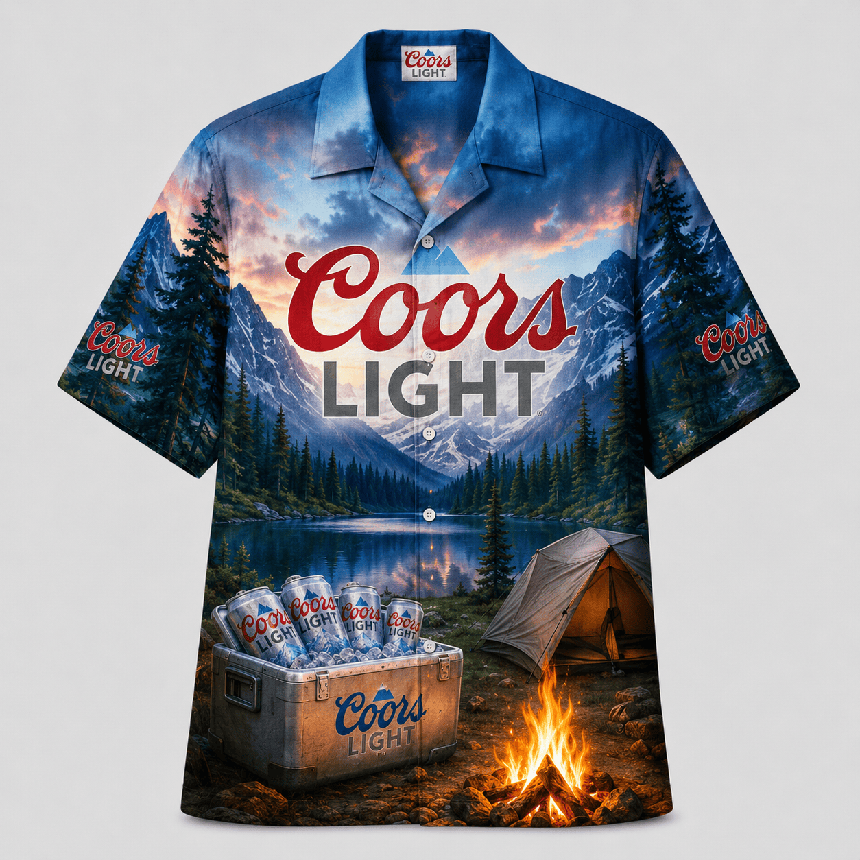 Coors Light Camping Outdoor Adventure Hawaiian Shirt
