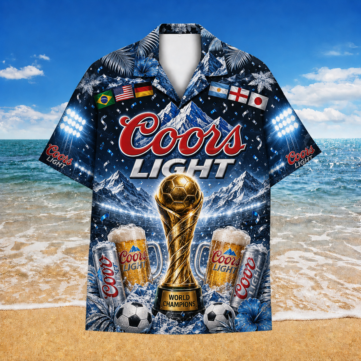Coors Light Cold Beer Soccer Party Hawaiian Shirt
