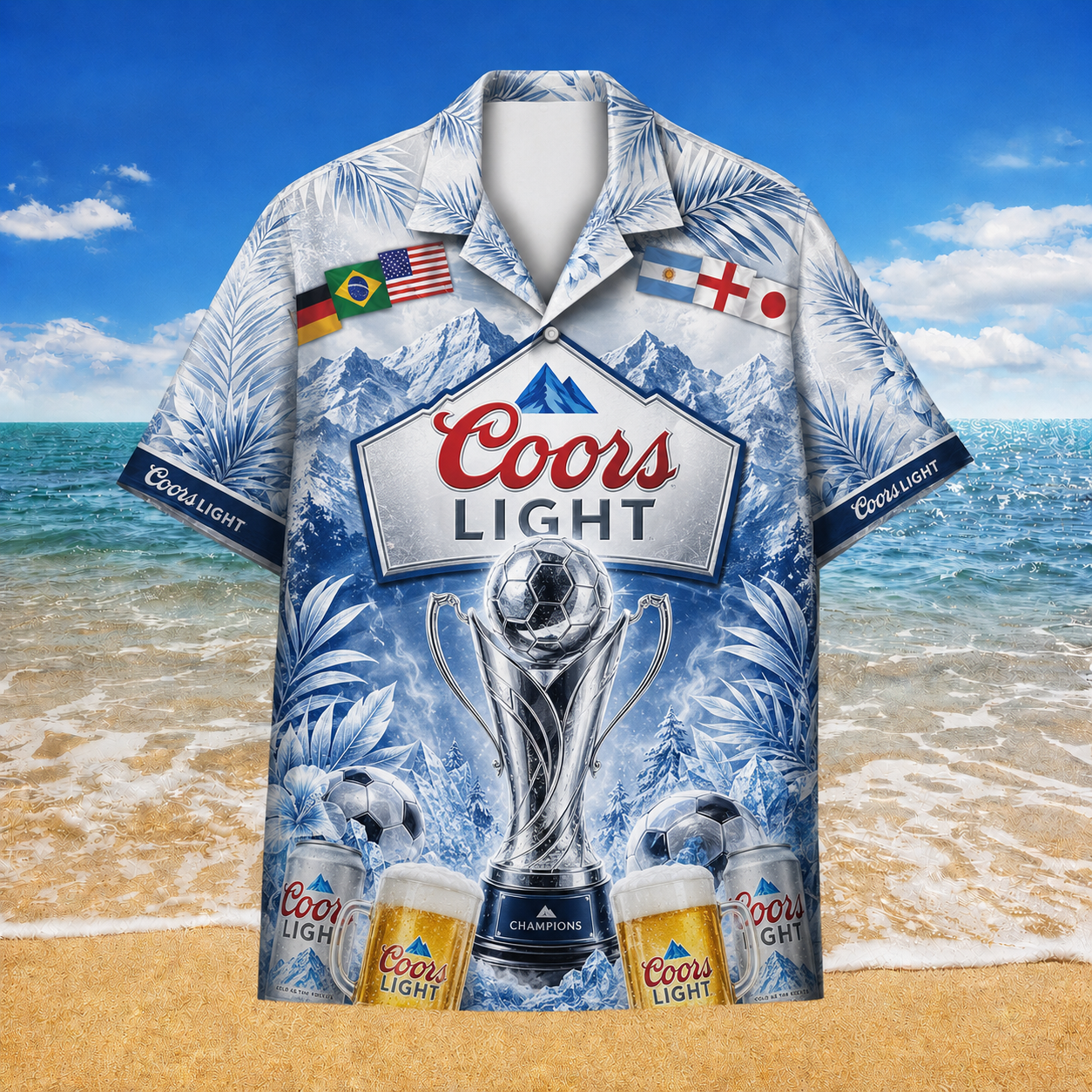 Coors Light Soccer Fan Beer Party Hawaiian Shirt