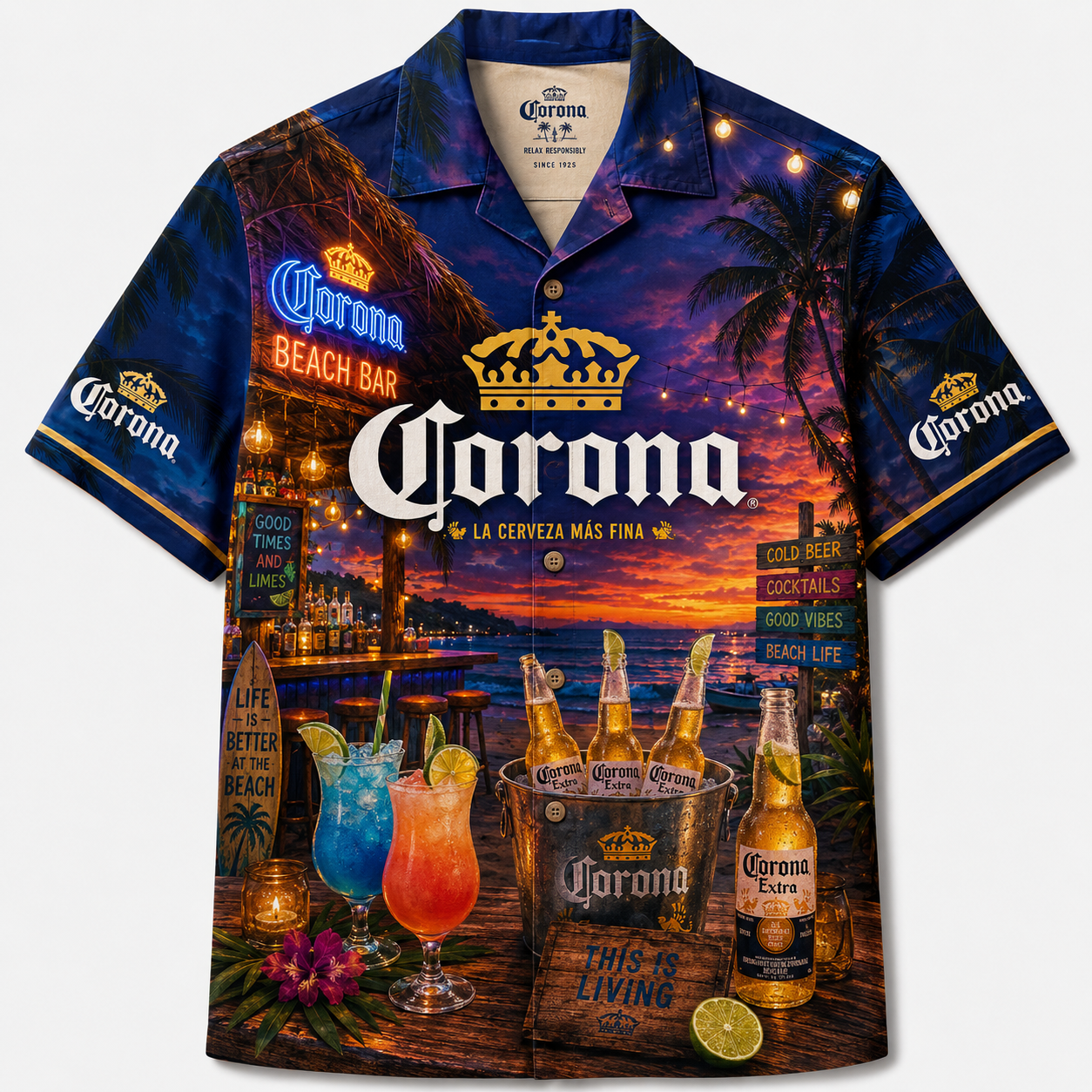 Corona Beach Bar Sunset Hawaiian Shirt