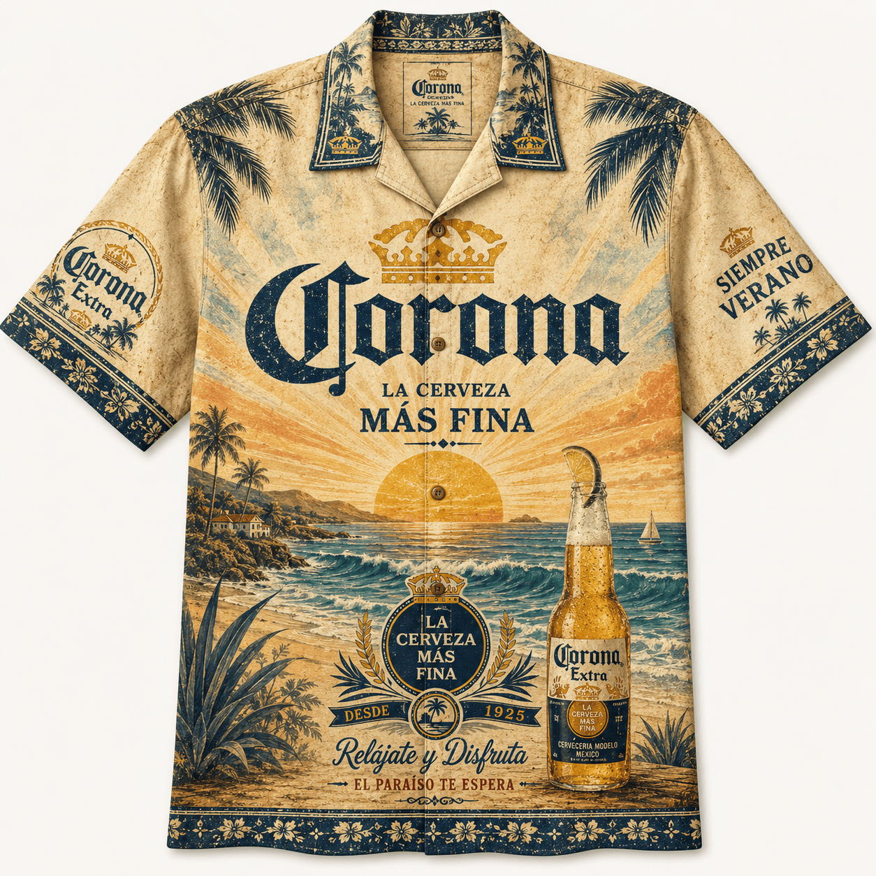 Corona Vintage Summer Sunset Hawaiian Shirt