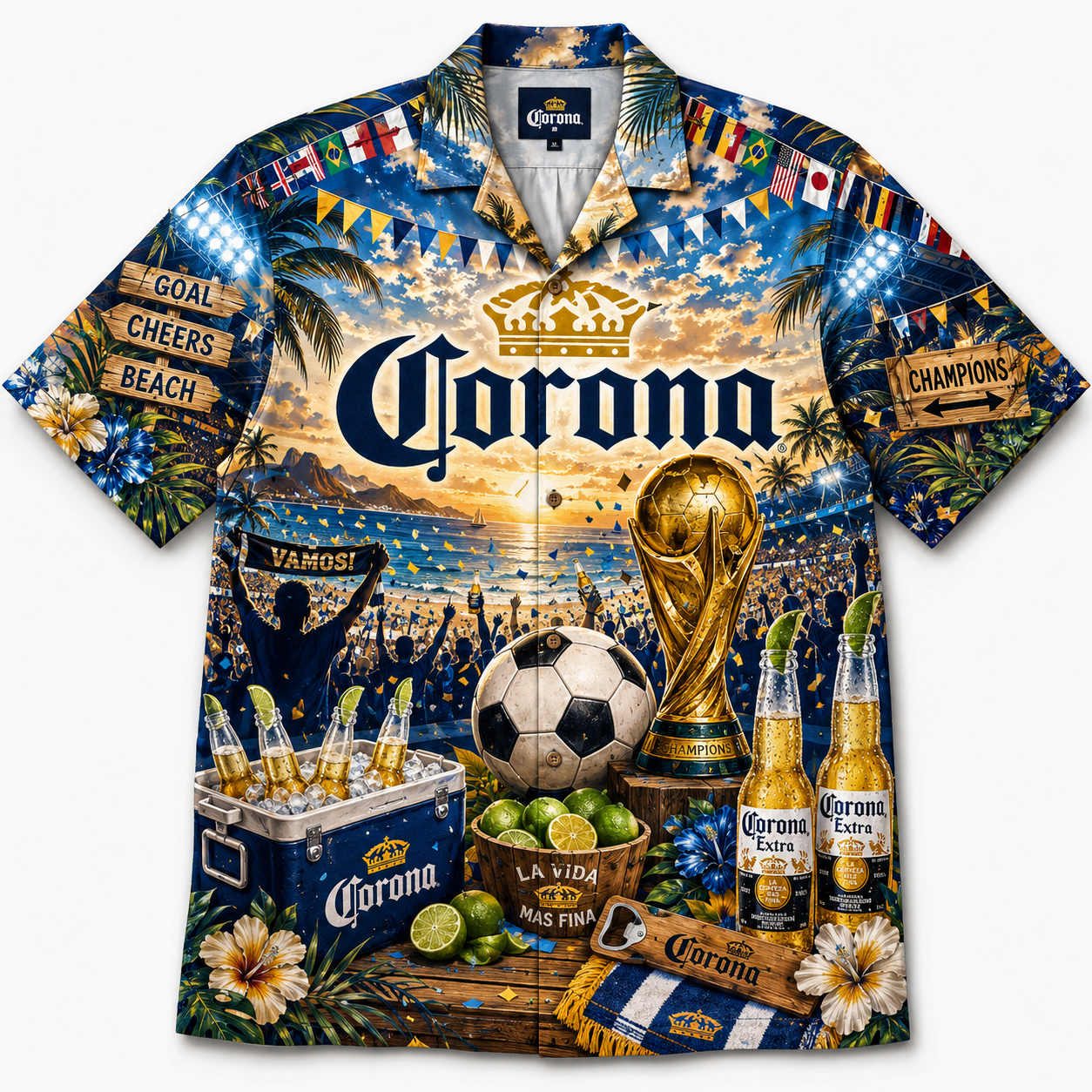 Corona World Cup Beach Party Hawaiian Shirt