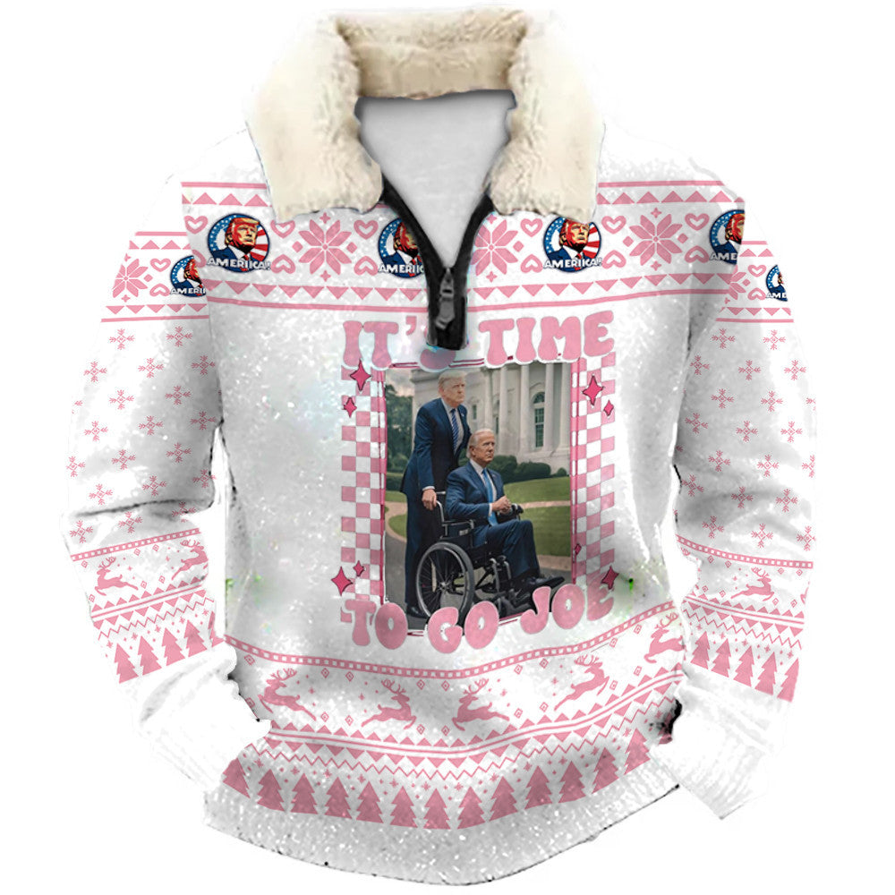 Cotton Candy Snowscape Ugly Quarter Zip Sweatshirt