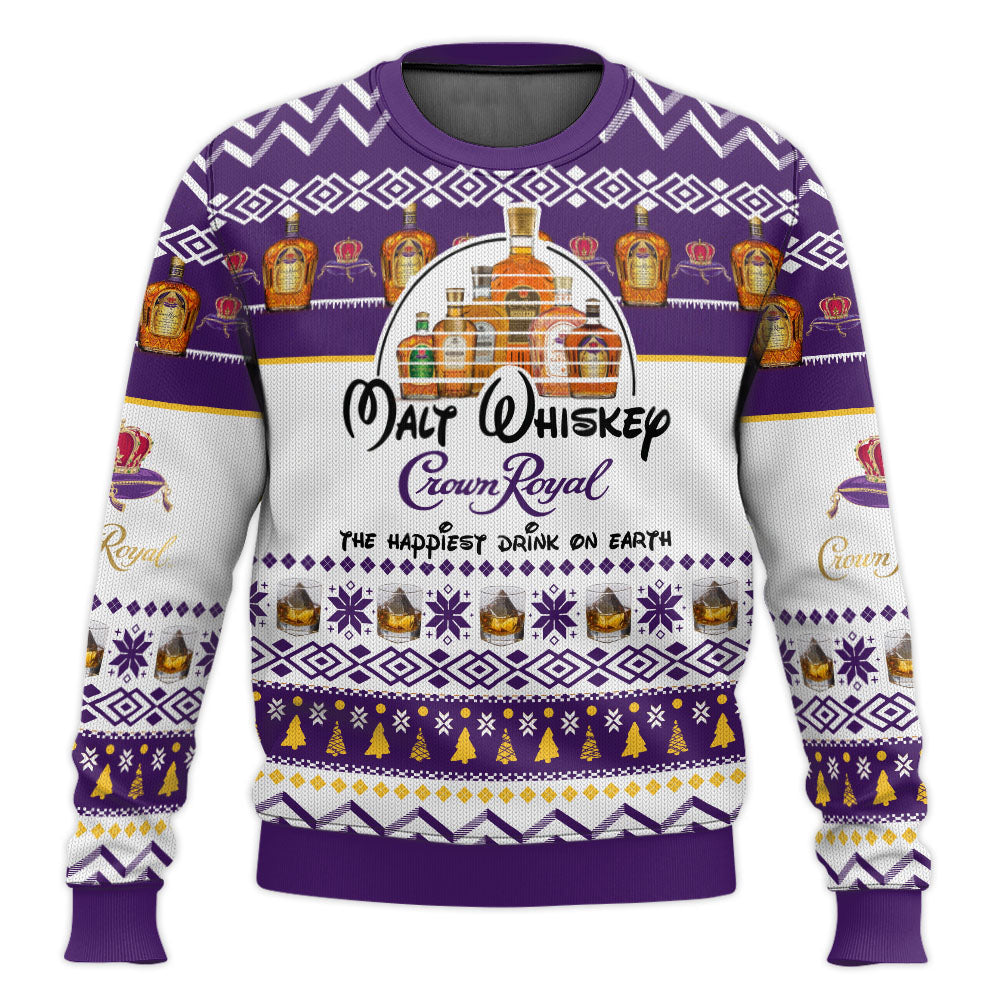Crown Royal Happiest Drink Ugly Sweater