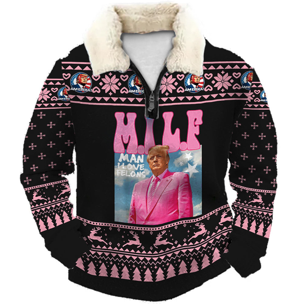 Dark Abstract Snowflake Christmas Ugly Quarter Zip Sweatshirt