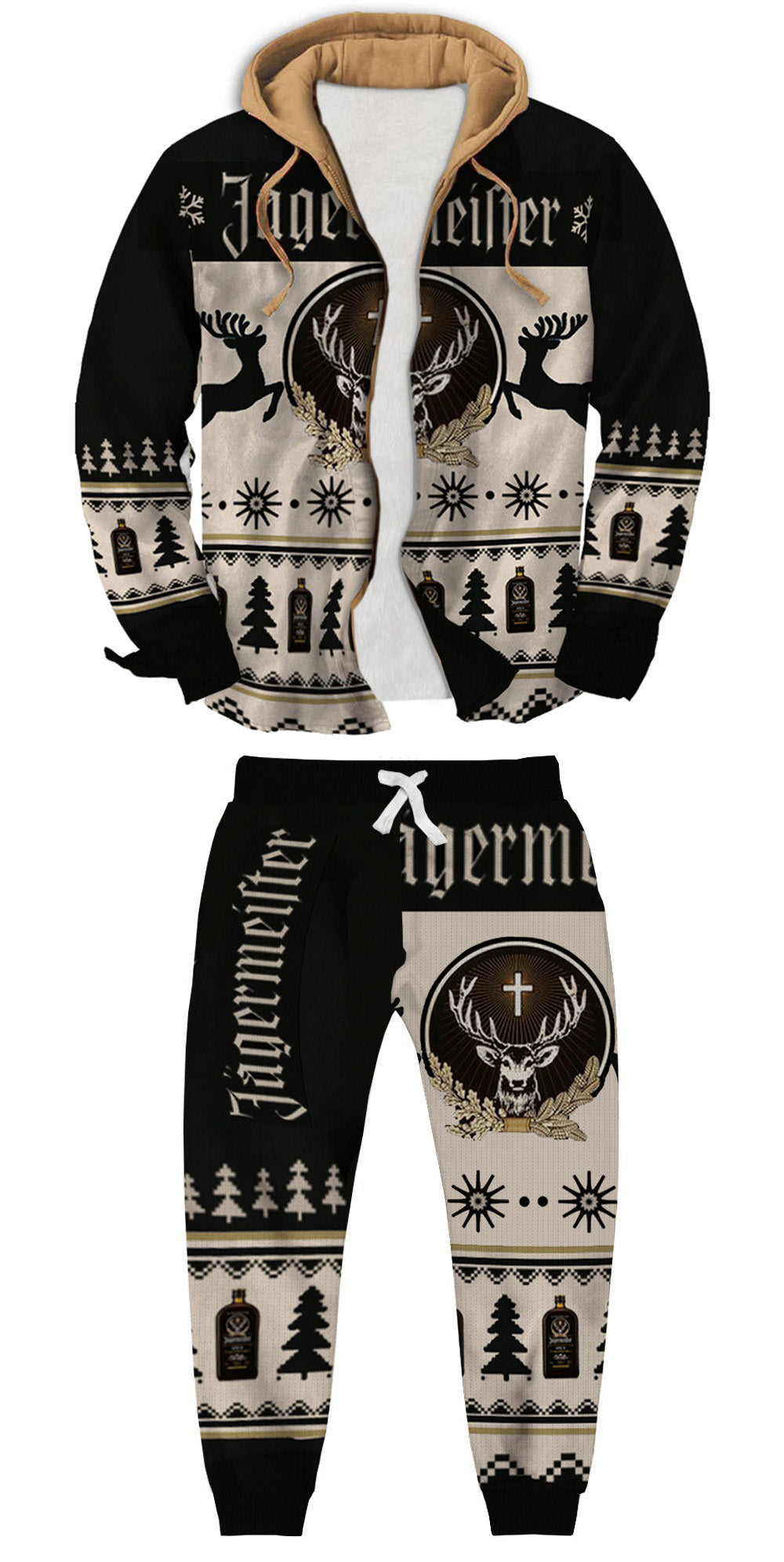 Dark Night Woodland Silhouette Ugly Zip Hoodie & Sweatpant Set