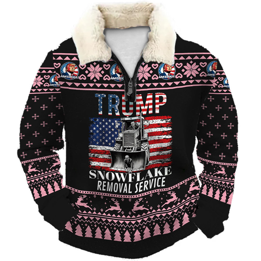 Dark Snowflake Christmas Ugly Quarter Zip Sweatshirt