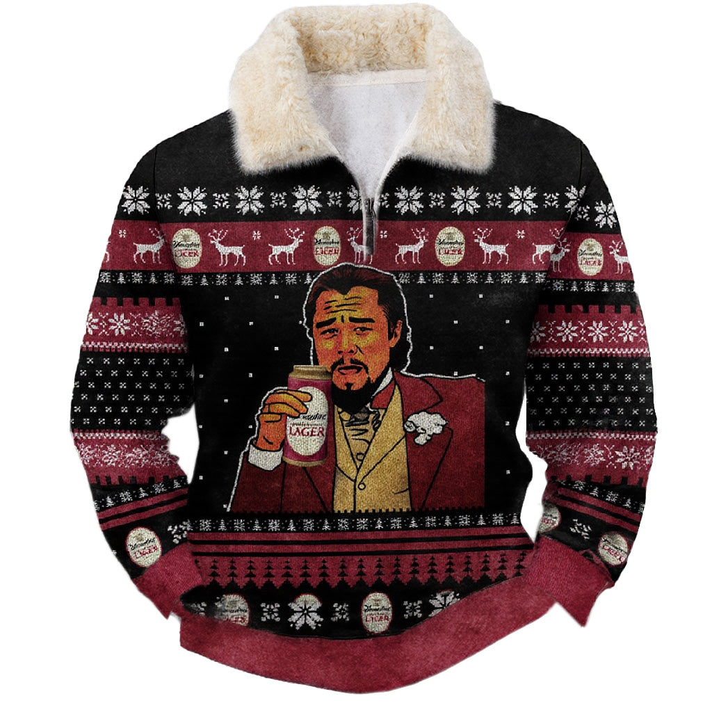 Deep Red Christmas Ugly Quarter Zip Sweatshirt