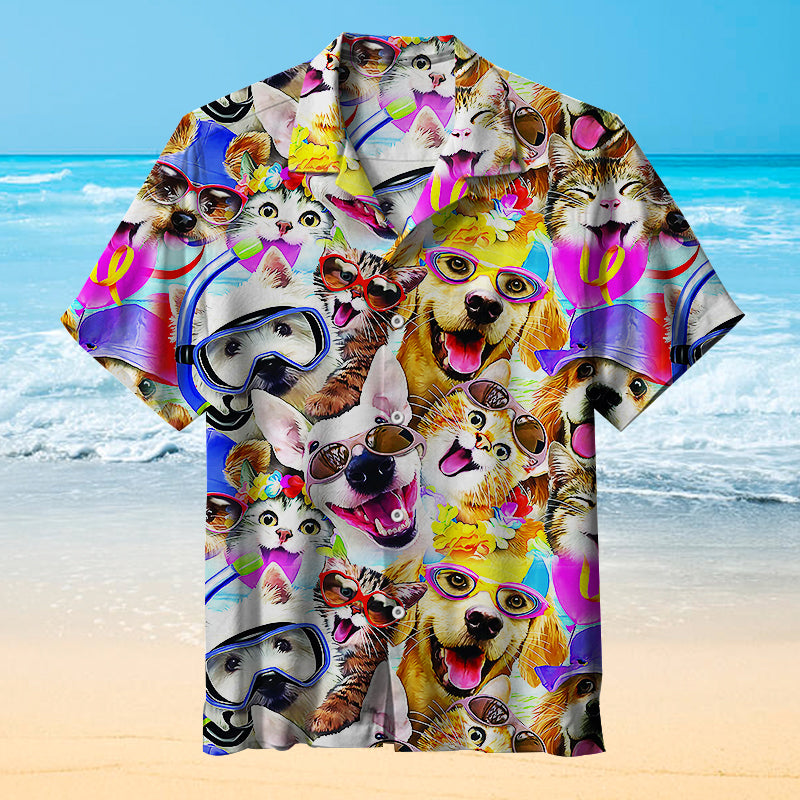 Dog Cat Puppy Unisex Hawaiian Shirt