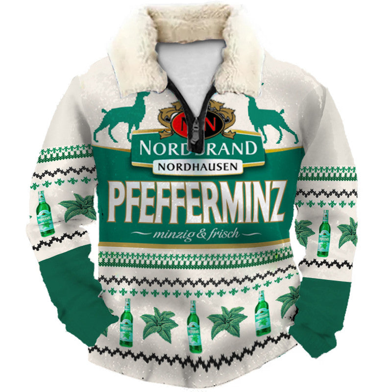 Frosted Evergreen & Charcoal Geometric Ugly Quarter Zip Sweatshirt