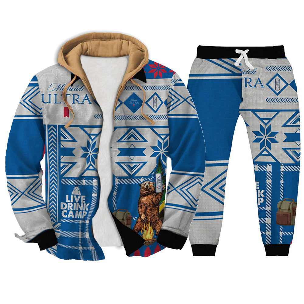 Geometric Ugly Zip Hoodie & Sweatpant Set Style 003