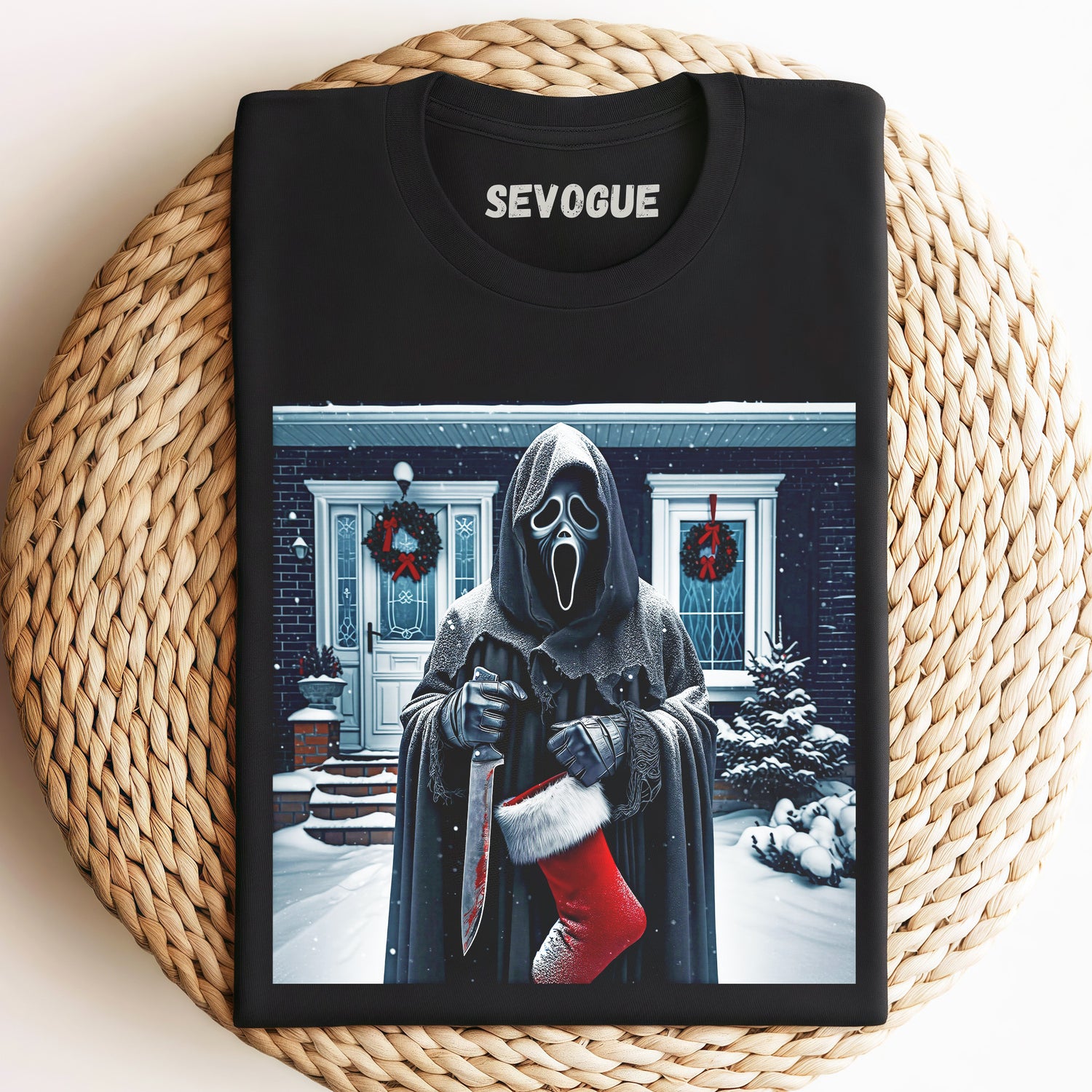 Ghostface Celebrates Christmas Unisex Tee, Sweatshirt & Hoodie