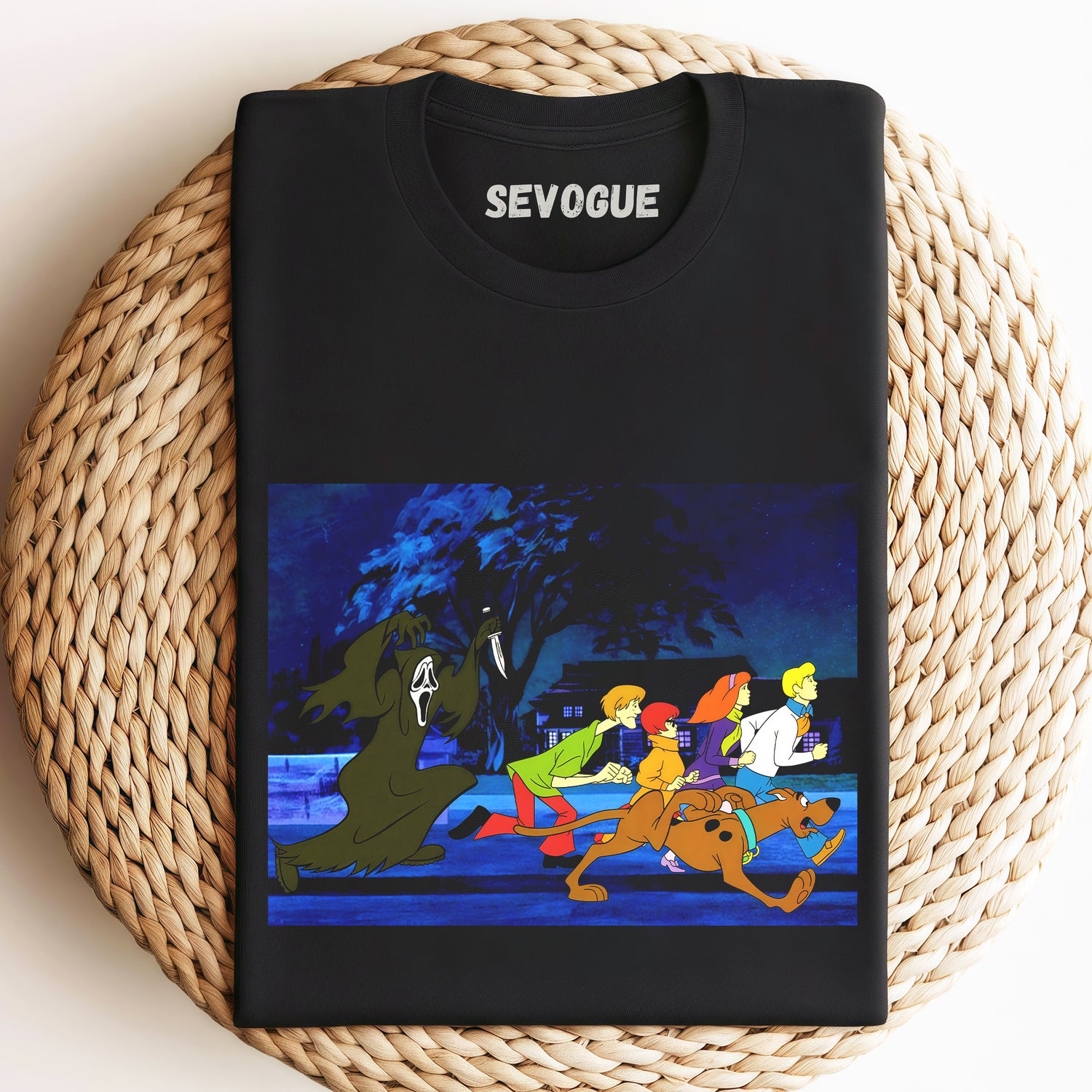 Ghostface Chasing Scooby Unisex Tee, Sweatshirt & Hoodi