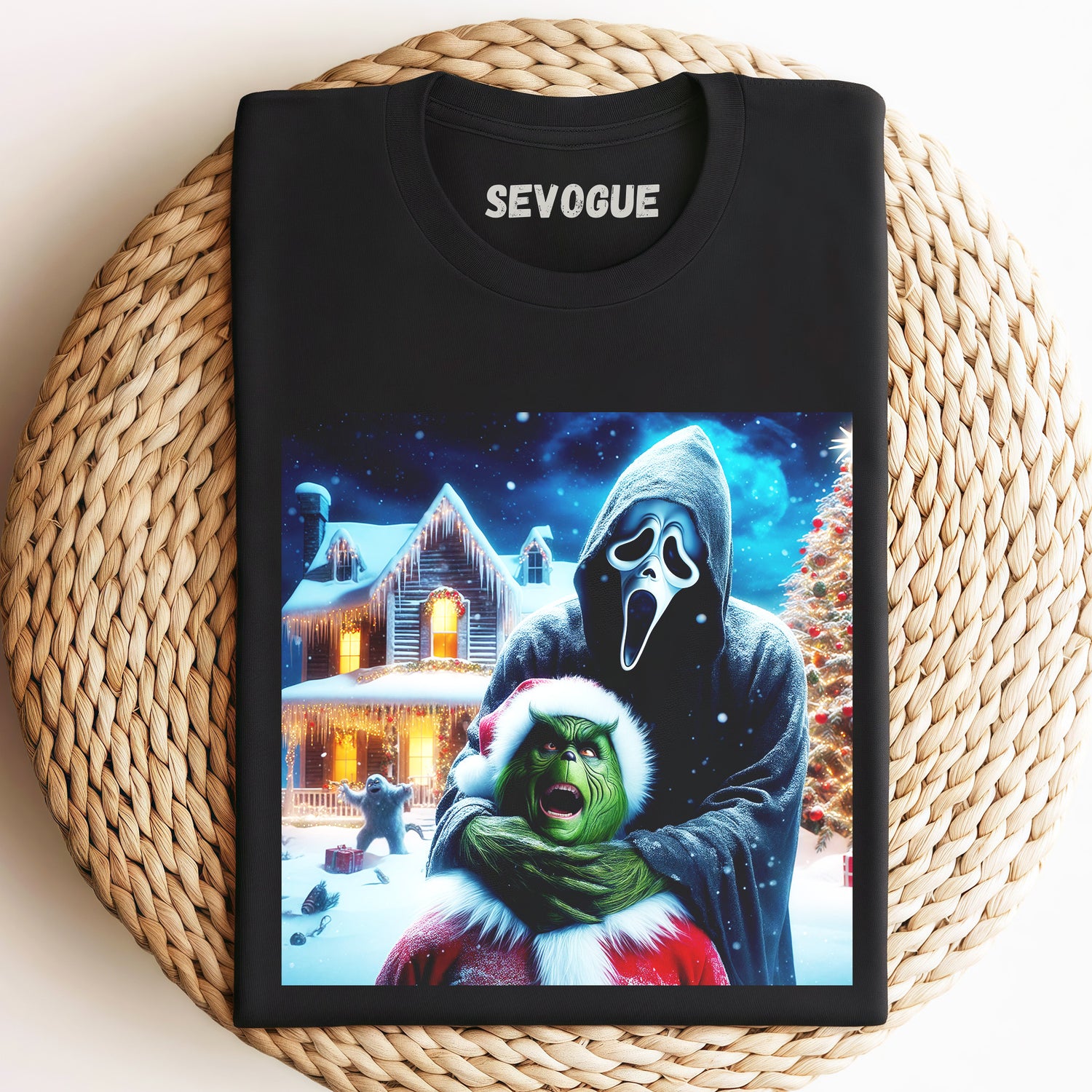Ghostface Teaches Christmas Grinch A Lesson Unisex Tee, Sweatshirt & Hoodie