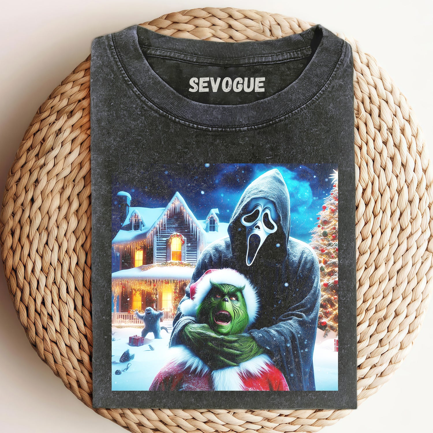 Ghostface Teaches Christmas Grinch A Lesson Unisex Tee, Sweatshirt & Hoodie