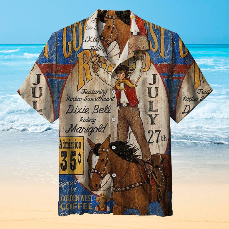 Golden Western Rodeo Vintage Sign Universal Hawaiian Shirt