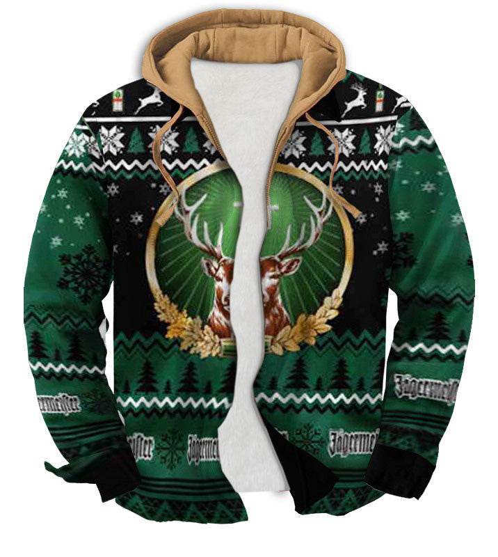 Green Classic Geometric Ugly Zip Hoodie