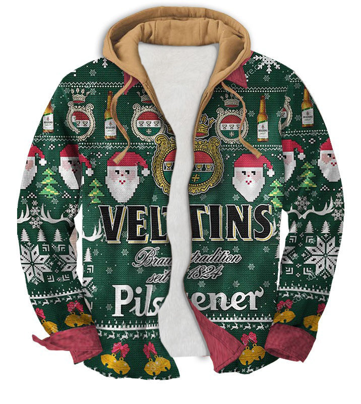 Green Geometric Ugly Zip Hoodie