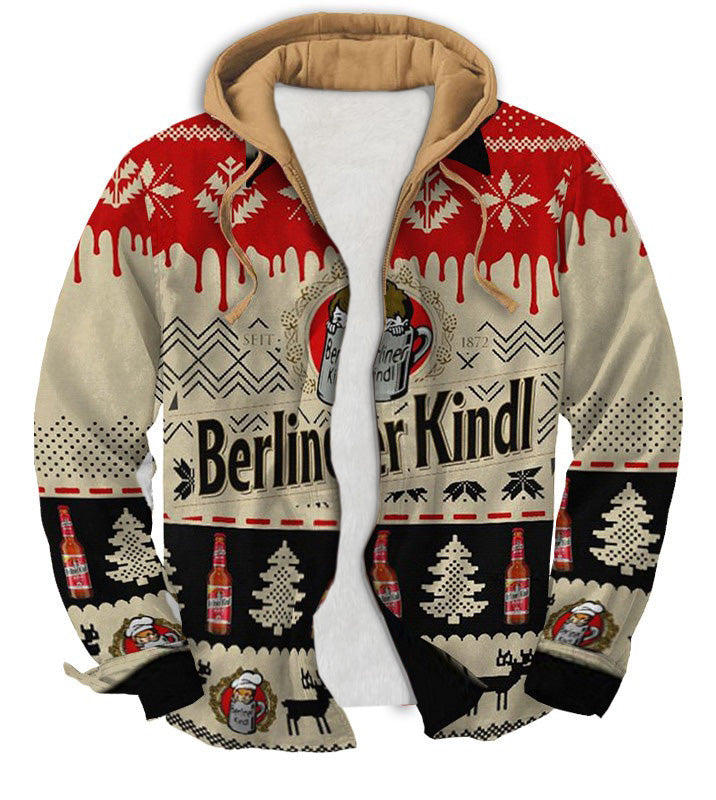 Grey and Red Geometric Ugly Zip Hoodie