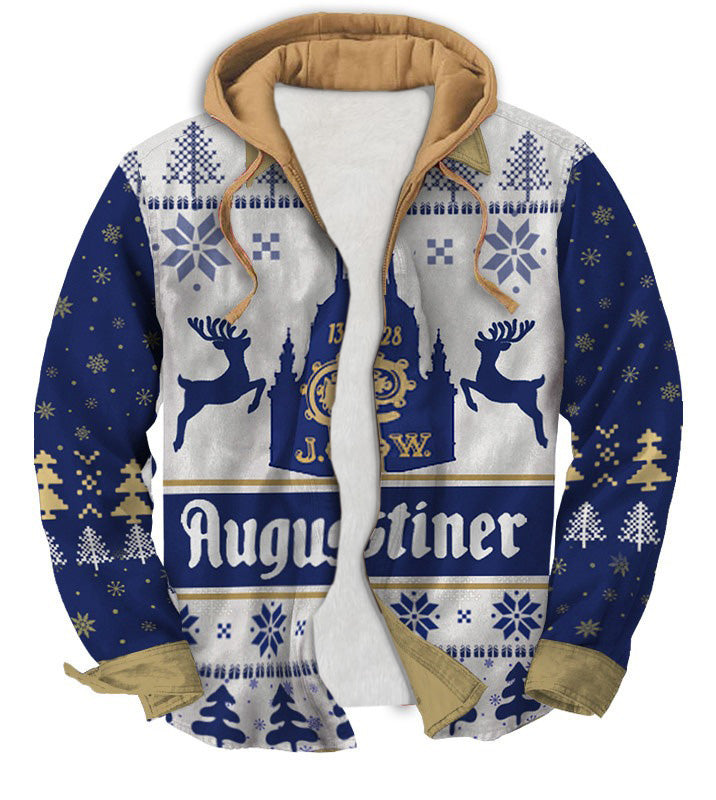 Grey blue Geometric Ugly Zip Hoodie