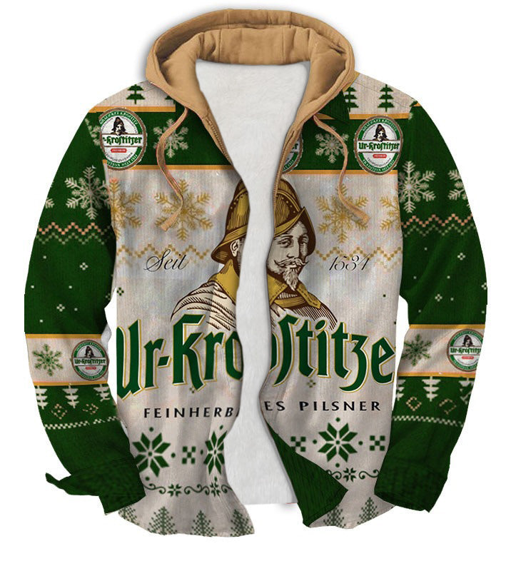 Grey green Geometric Ugly Zip Hoodie
