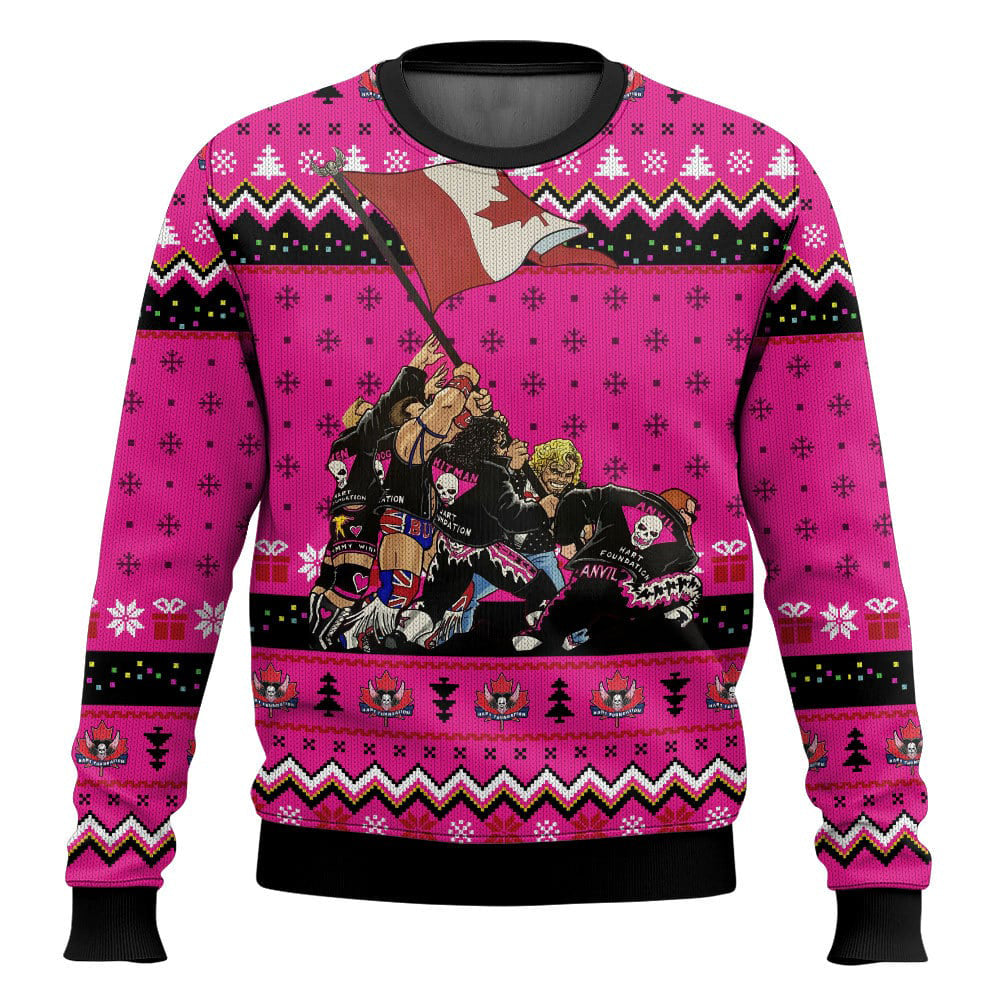 Hart Foundation WWE Ugly Sweater