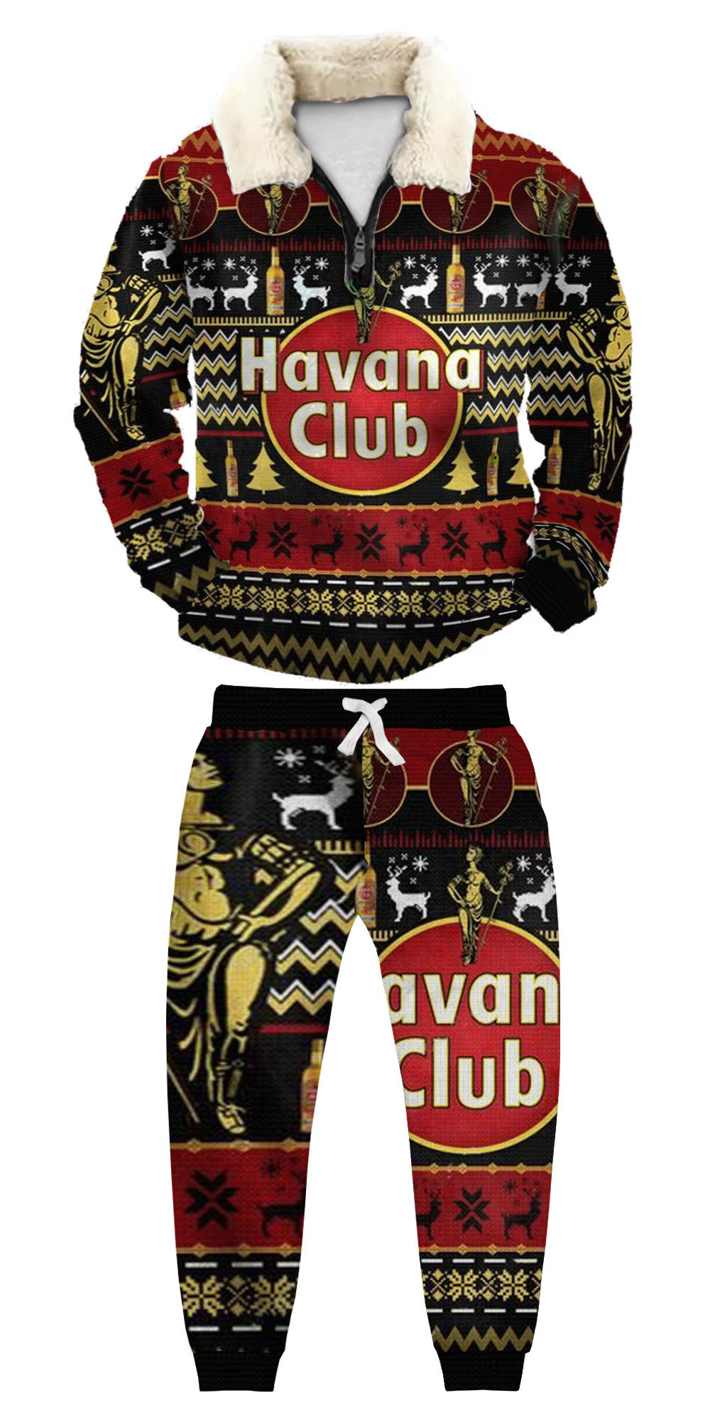 Havana Club & Christmas Ugly Quarter Zip Sweatshirt & Sweatpant Set