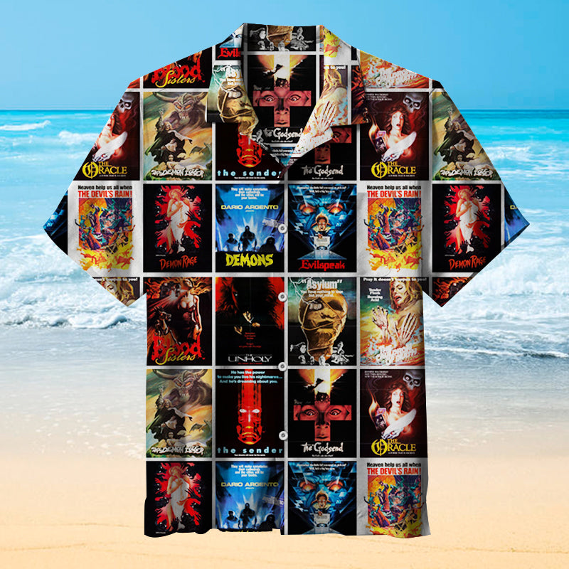 Horror Demons Monster Vintage Trash Movie Posters Unisex Hawaiian Shirt