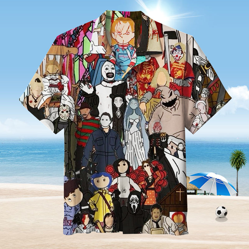 Horror Movie Characters Collage Unisex Hawaiian Shirt