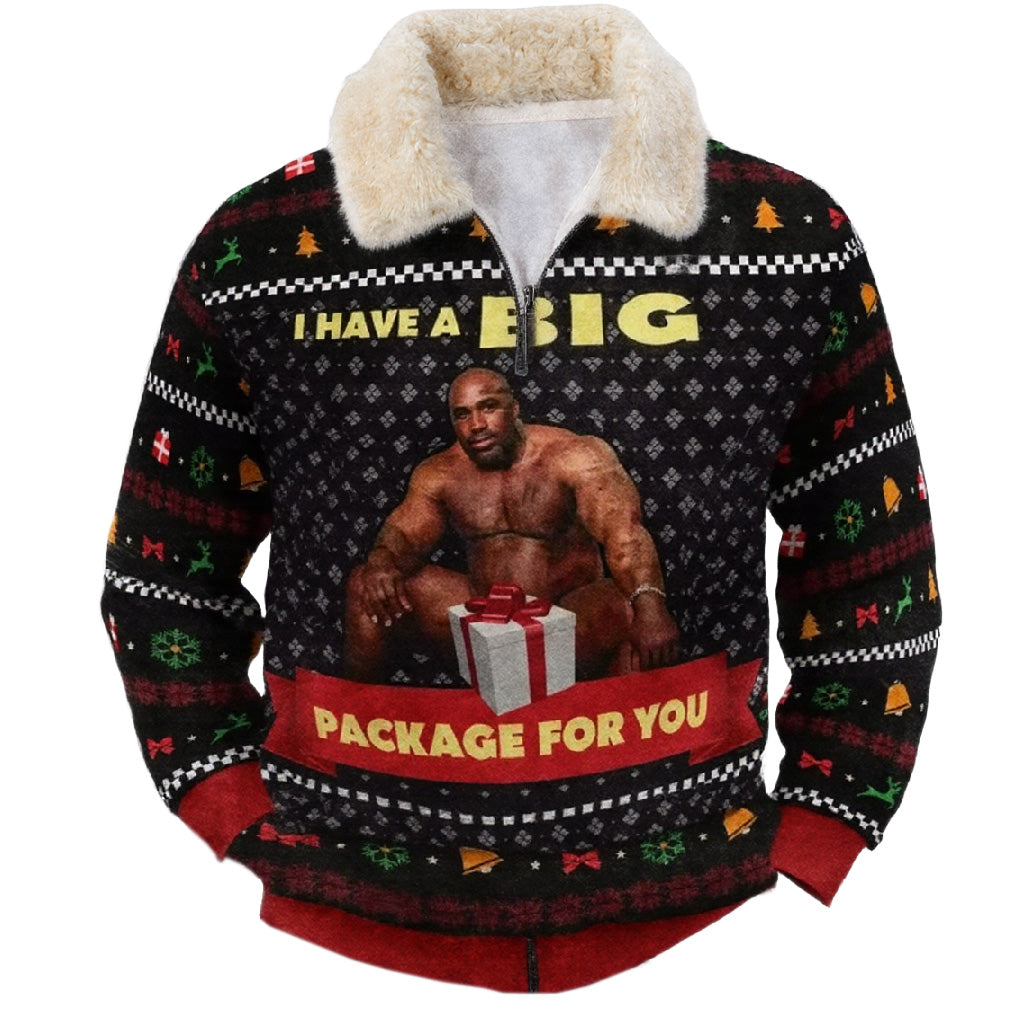 Humor Print Ugly Quarter Zip Sweatshirt