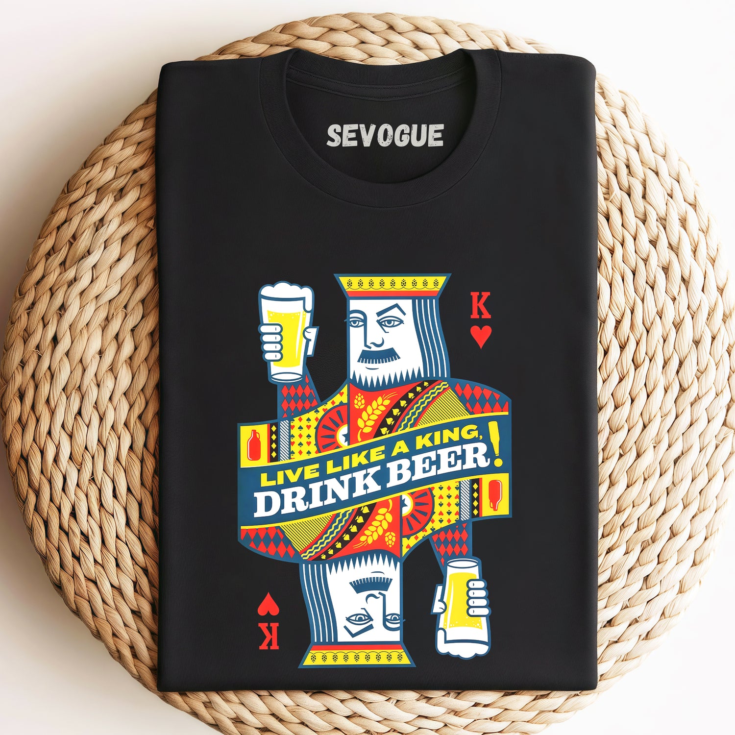 King Of Hearts Holding Beer Unisex Tee, Sweatshirt & Hoodi