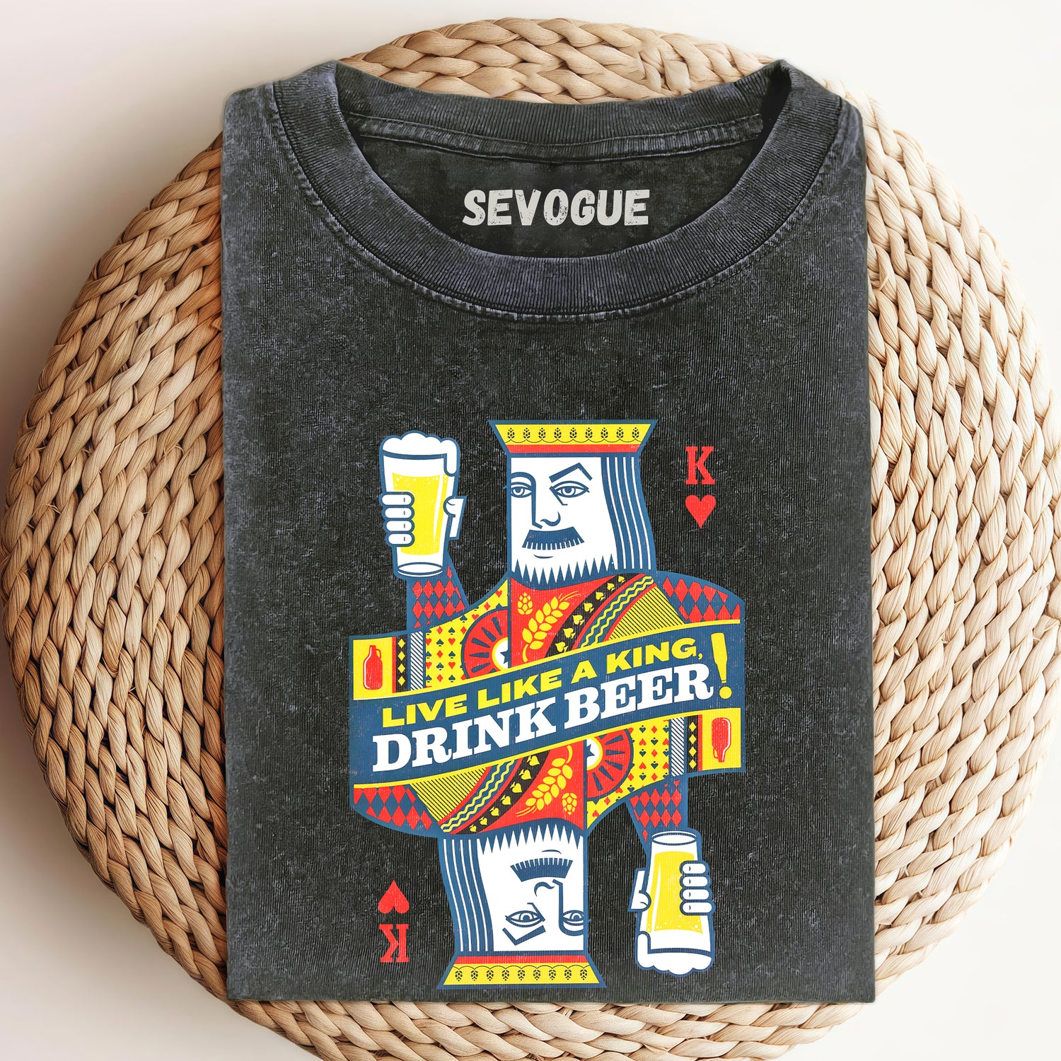 King Of Hearts Holding Beer Unisex Tee, Sweatshirt & Hoodi