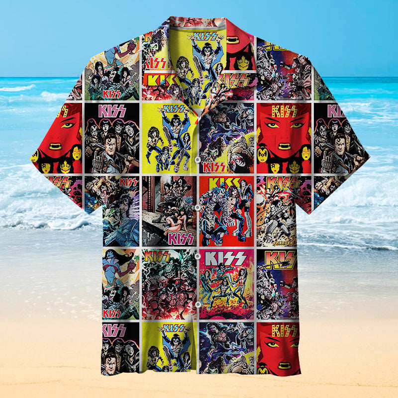 Kiss Vintage Rock Music Unisex Hawaiian Shirt