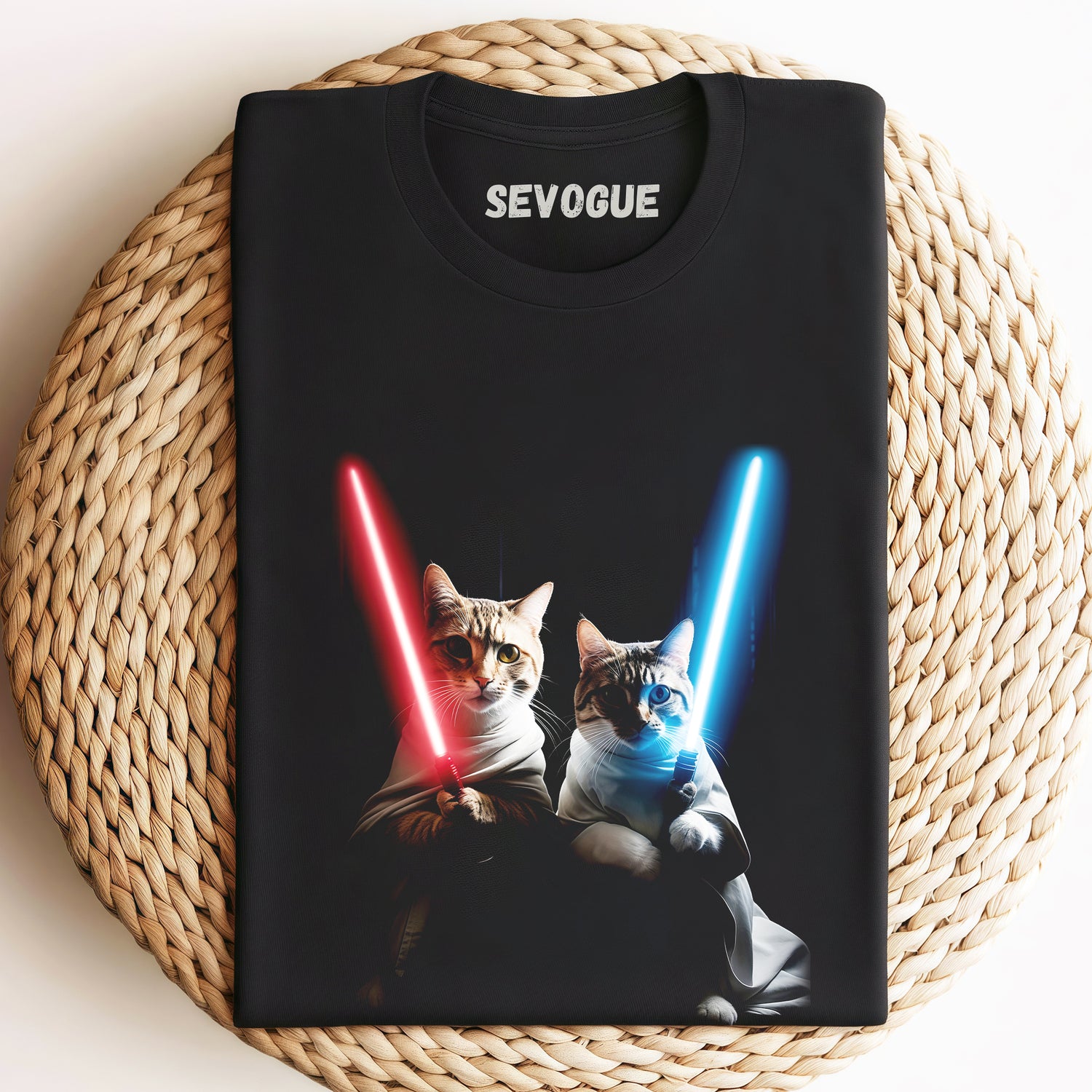 Lightsaber Cat Vintage Unisex Tee, Sweatshirt & Hoodi
