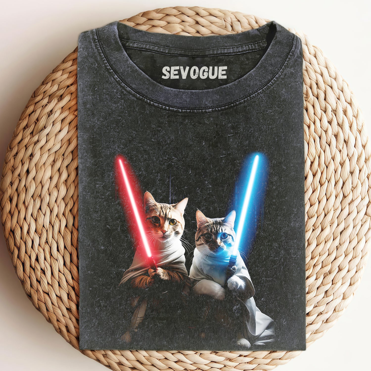 Lightsaber Cat Vintage Unisex Tee, Sweatshirt & Hoodi